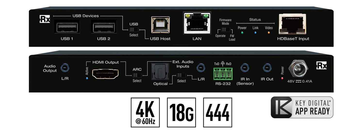 KD hdbaset receiver front and rear