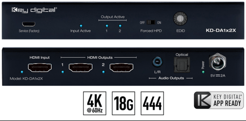 Key Digital Introduces 4K/18G HDMI Distribution Amplifiers with L/R and Optical Audio De-Embedding