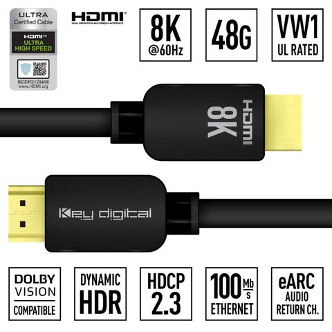Key Digital HDMI ultra high speed cable front and rear