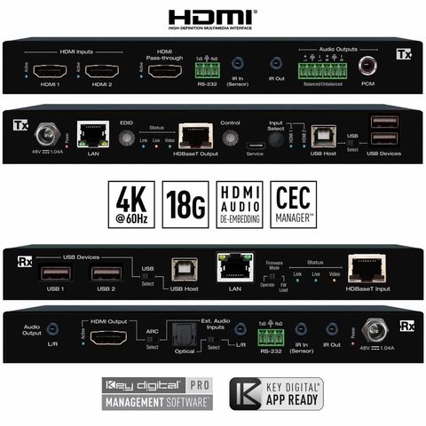 KD hdbaset extender Tx and Rx front and rear