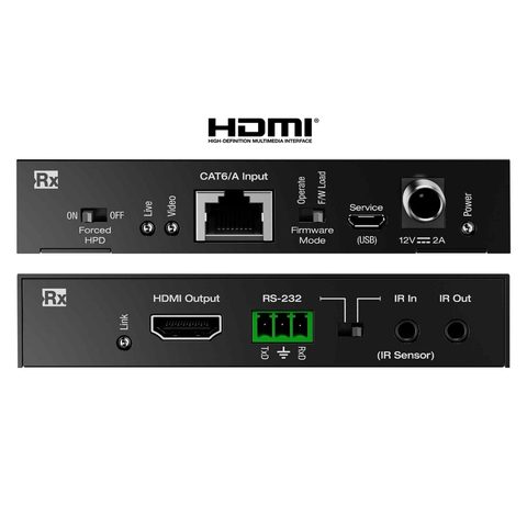 Rx cat6 to hdmi extender front and rear