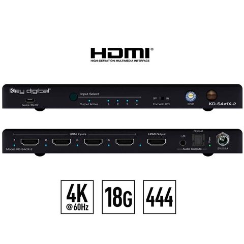 Key Digital hdmi auto switch Front and Rear View