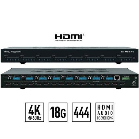 Key Digital hdmi matrix switcher front and rear view