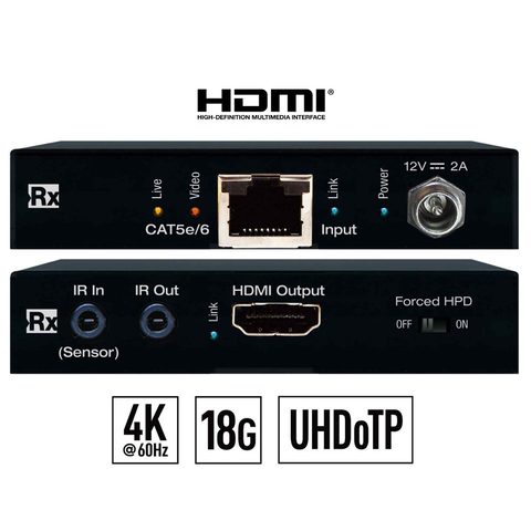 4K HDMI extender Rx fron and rear