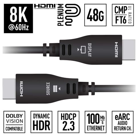 KD-AOCH98P 8K Plenum Active Optical HDMI Cable