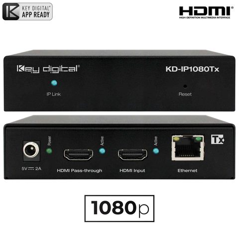 Key Digital HDMI over IP transmitter Front and rear view