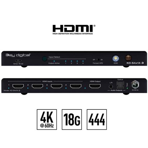 Key Digital hdmi auto switch Front and Rear View