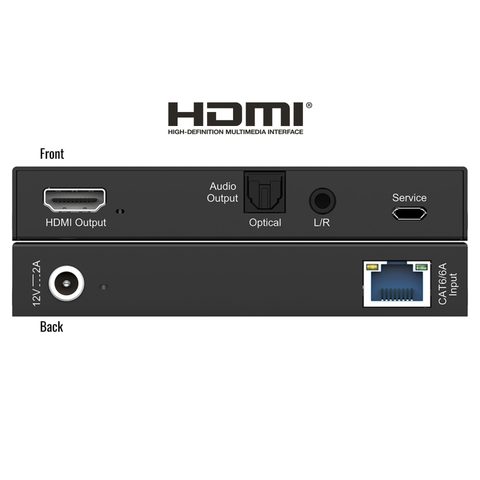 Rx cat6 to hdmi extender front and rear