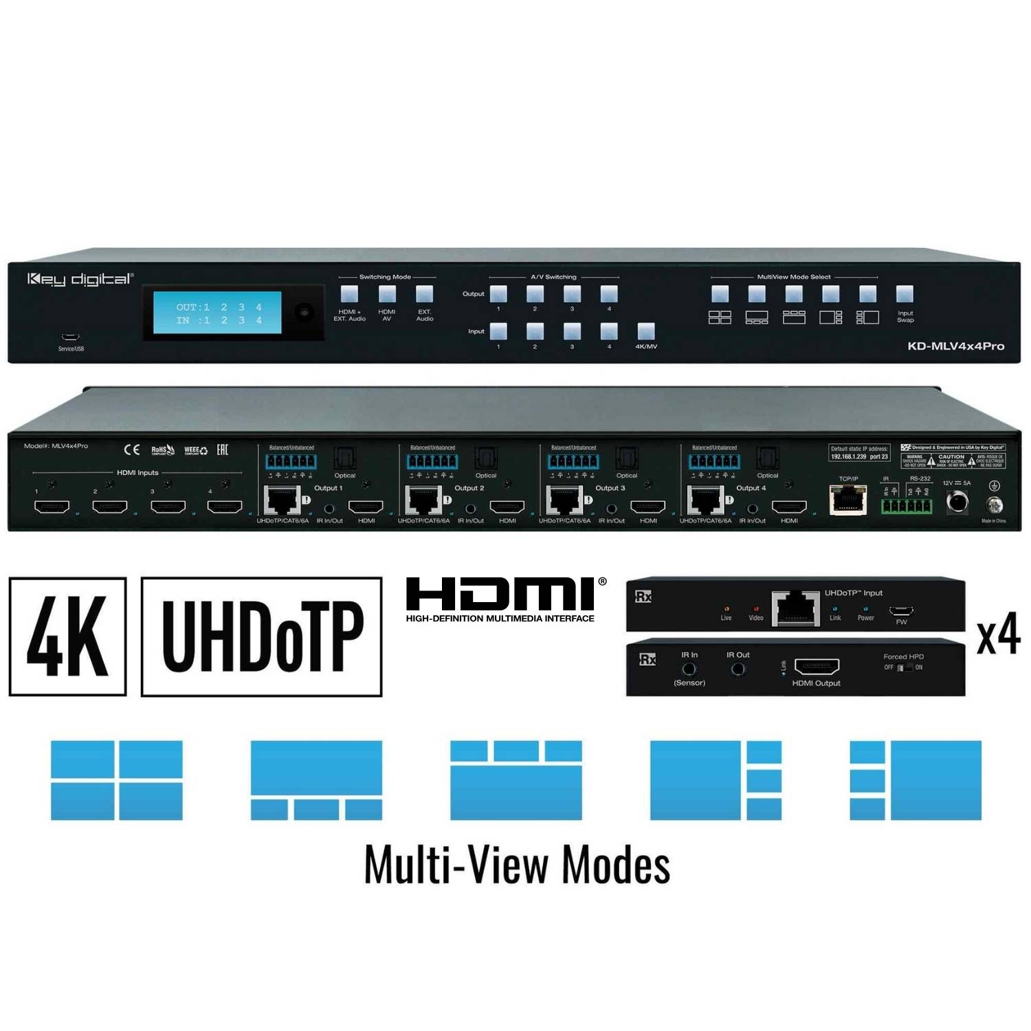Key Digital matrix processor front and rear view