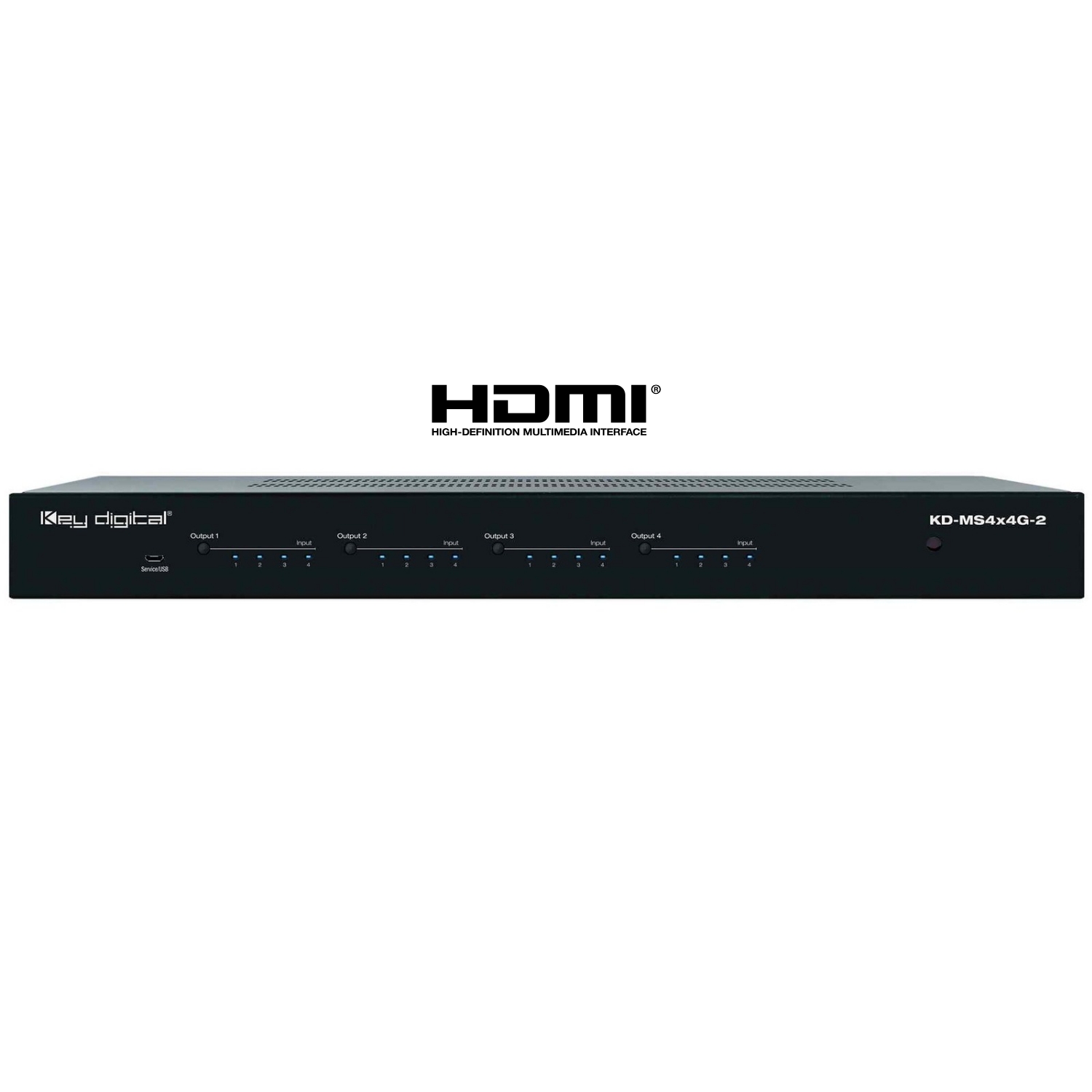 Key Digital hdmi matrix switcher 4x4 front view