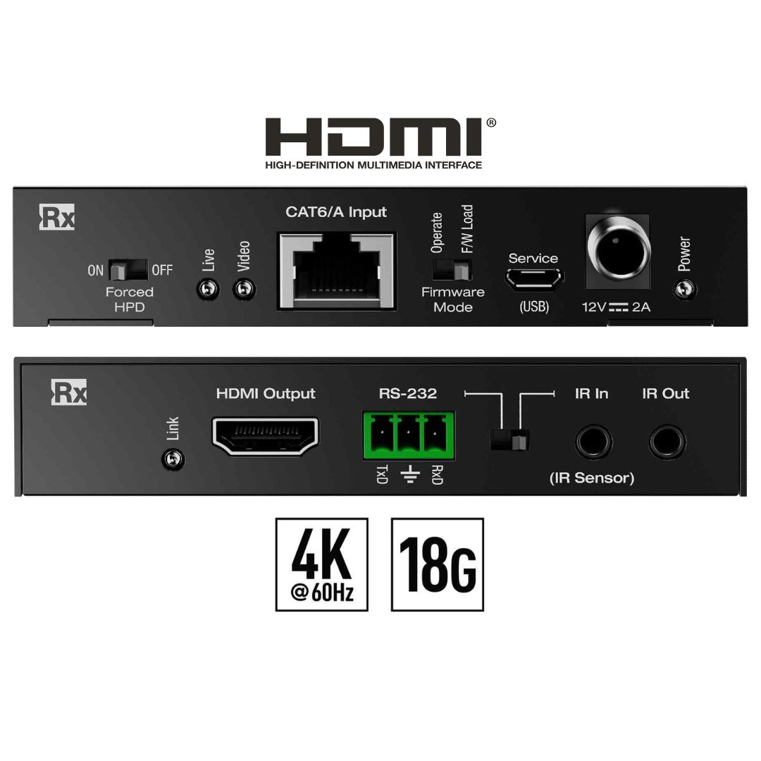 hdmi extender 4k Rx front and rear