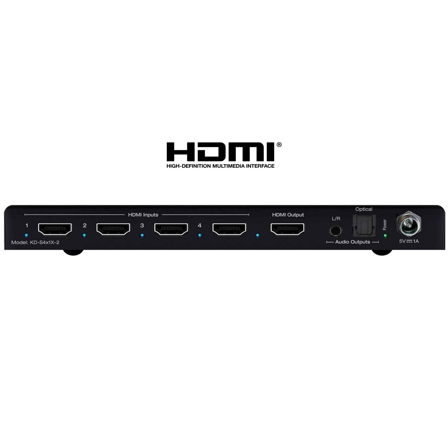 Rear View of key Digital 4 port hdmi switch