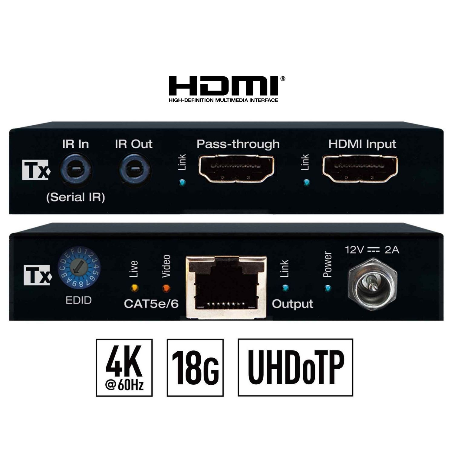 4K HDMI extender Tx front and rear