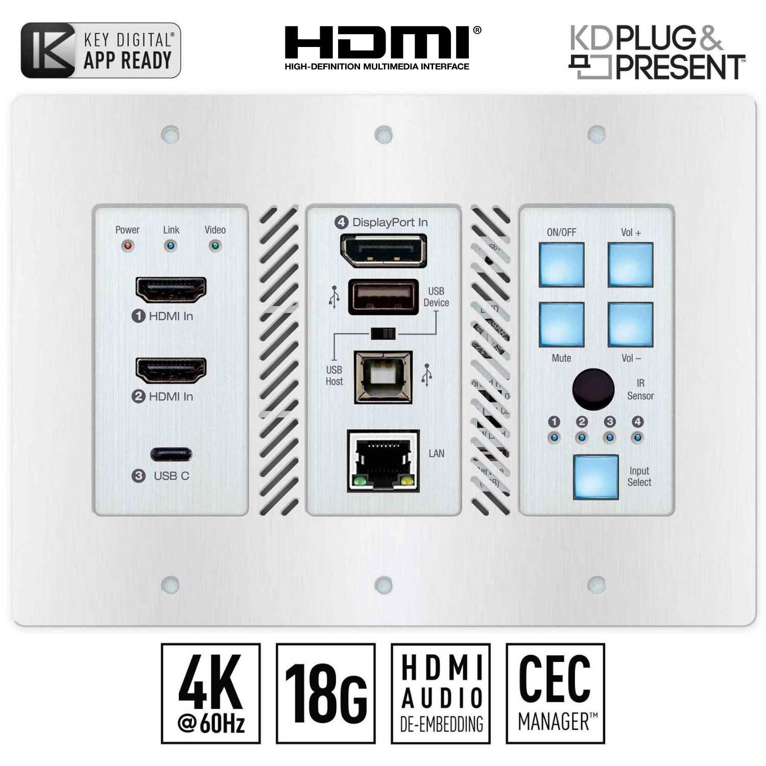 KD usb wall plate front