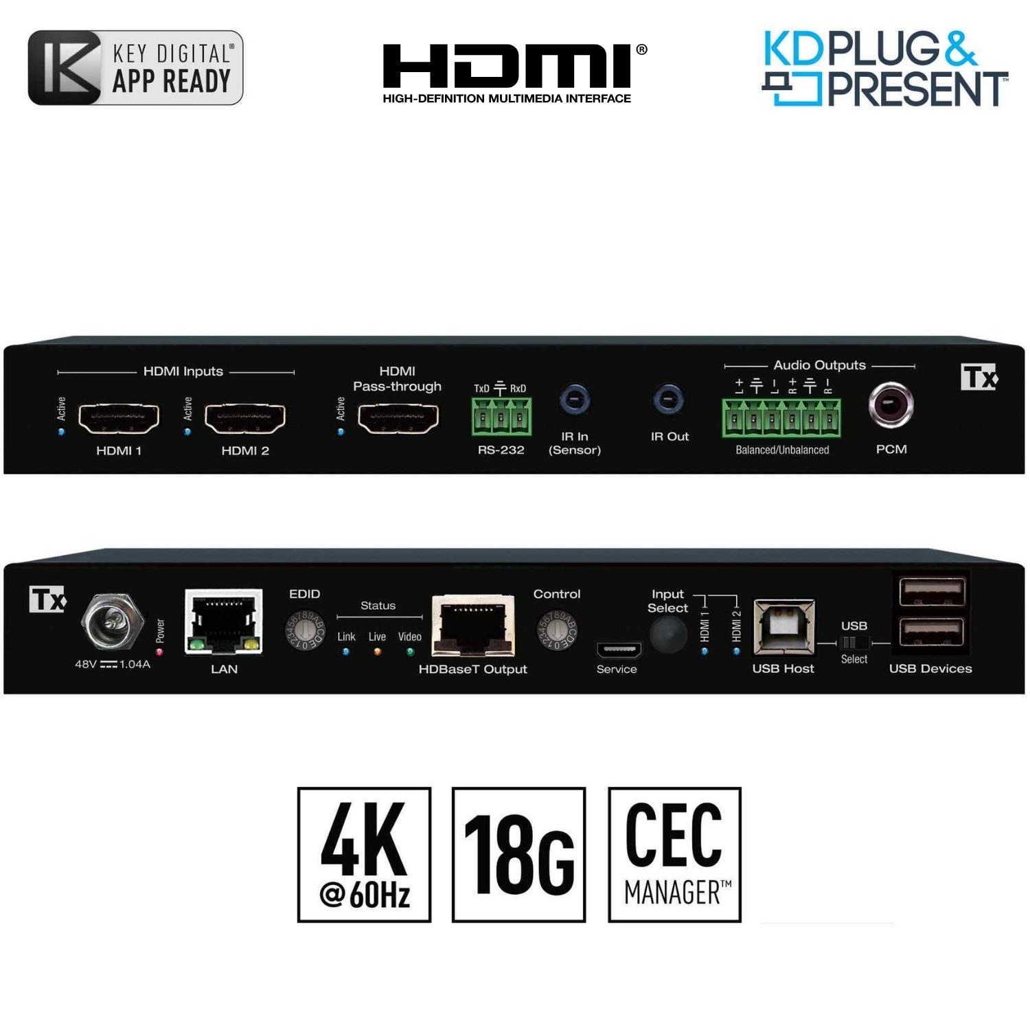 Key Digital HDMI Switcher front and rear view