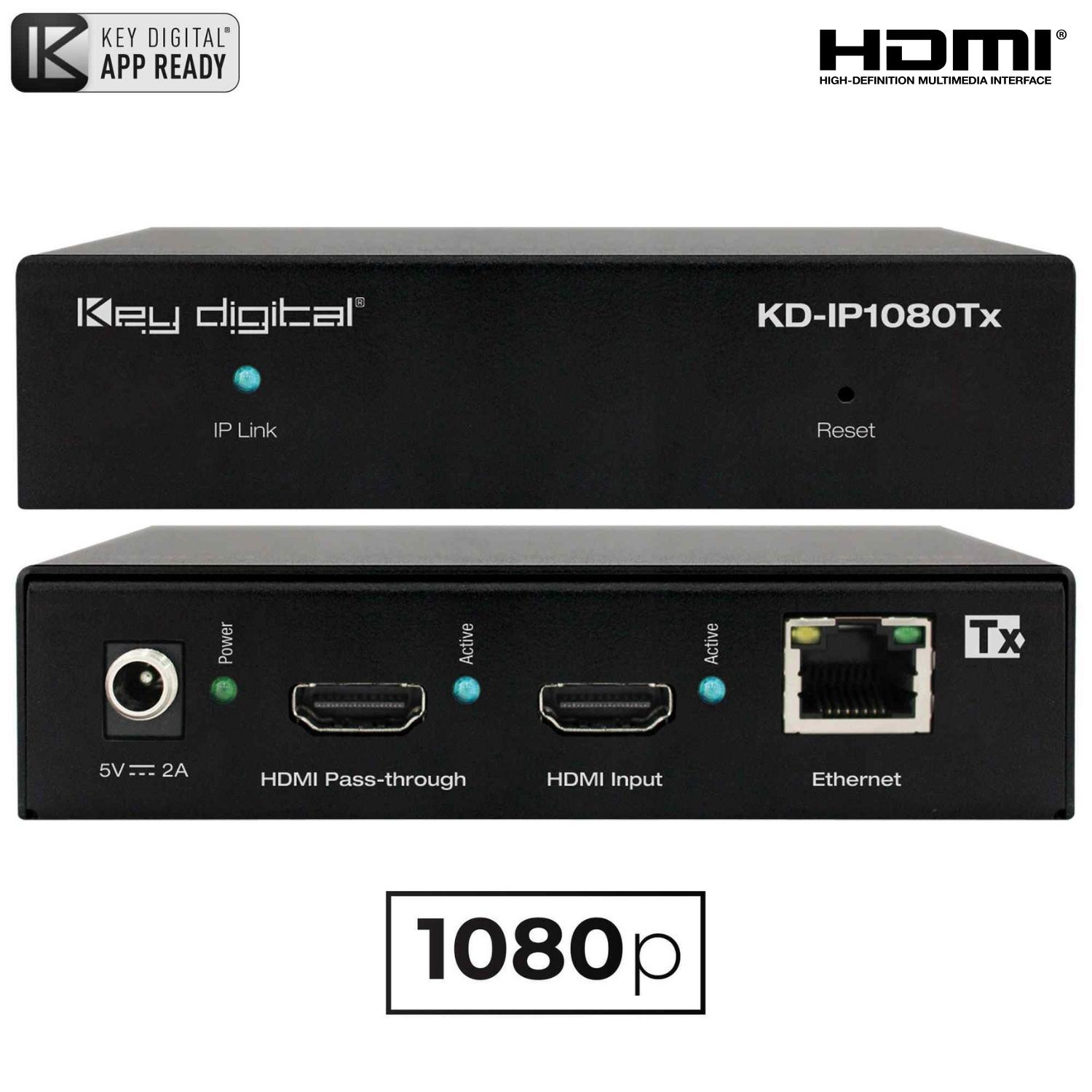 Key Digital HDMI over IP transmitter Front and rear view