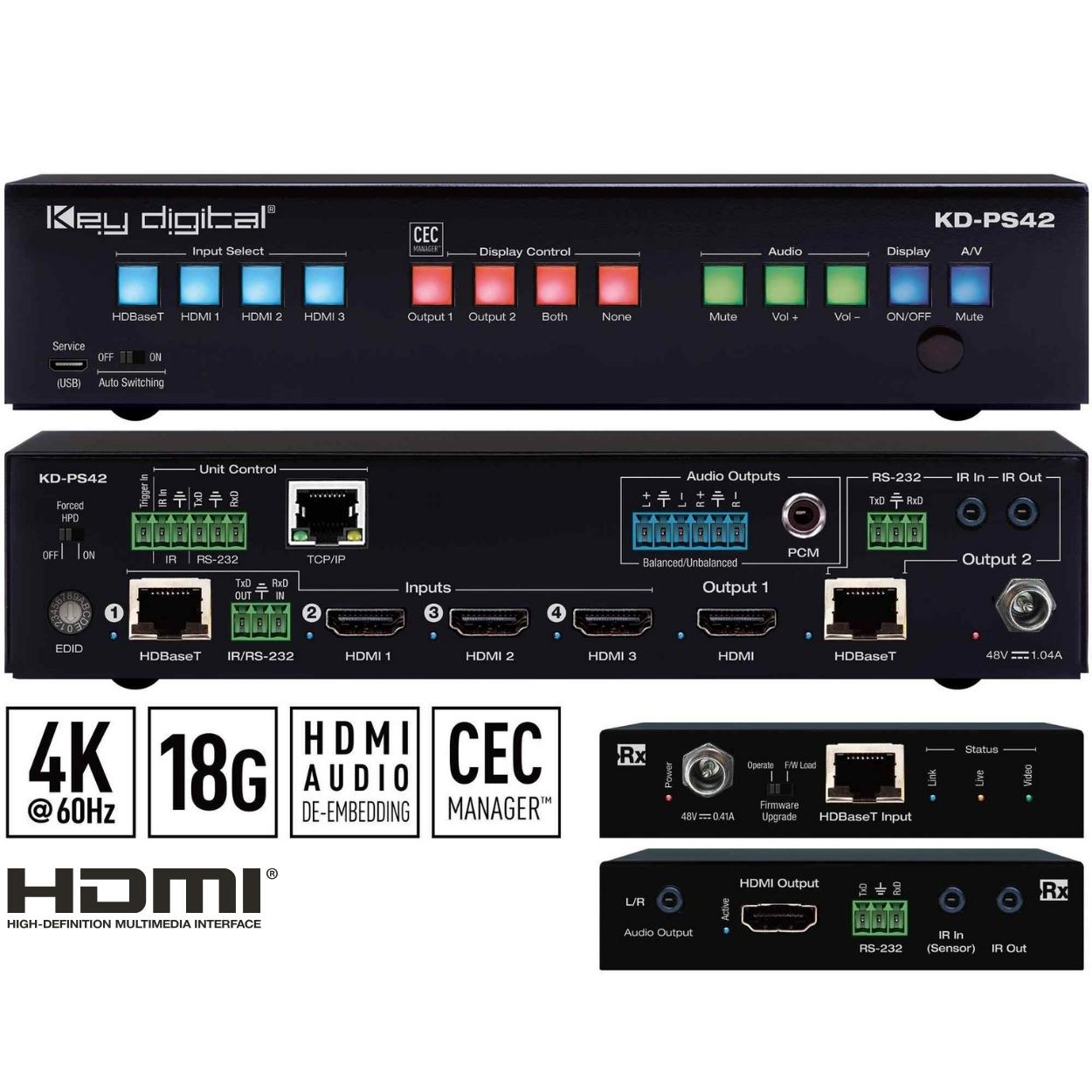 Key Digital hdmi mirroring front and rear view