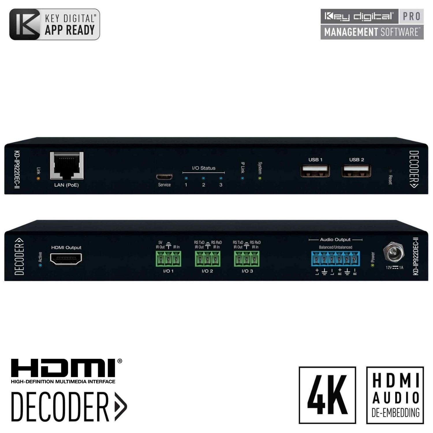 Key Digital 4k over ip front and rear view 