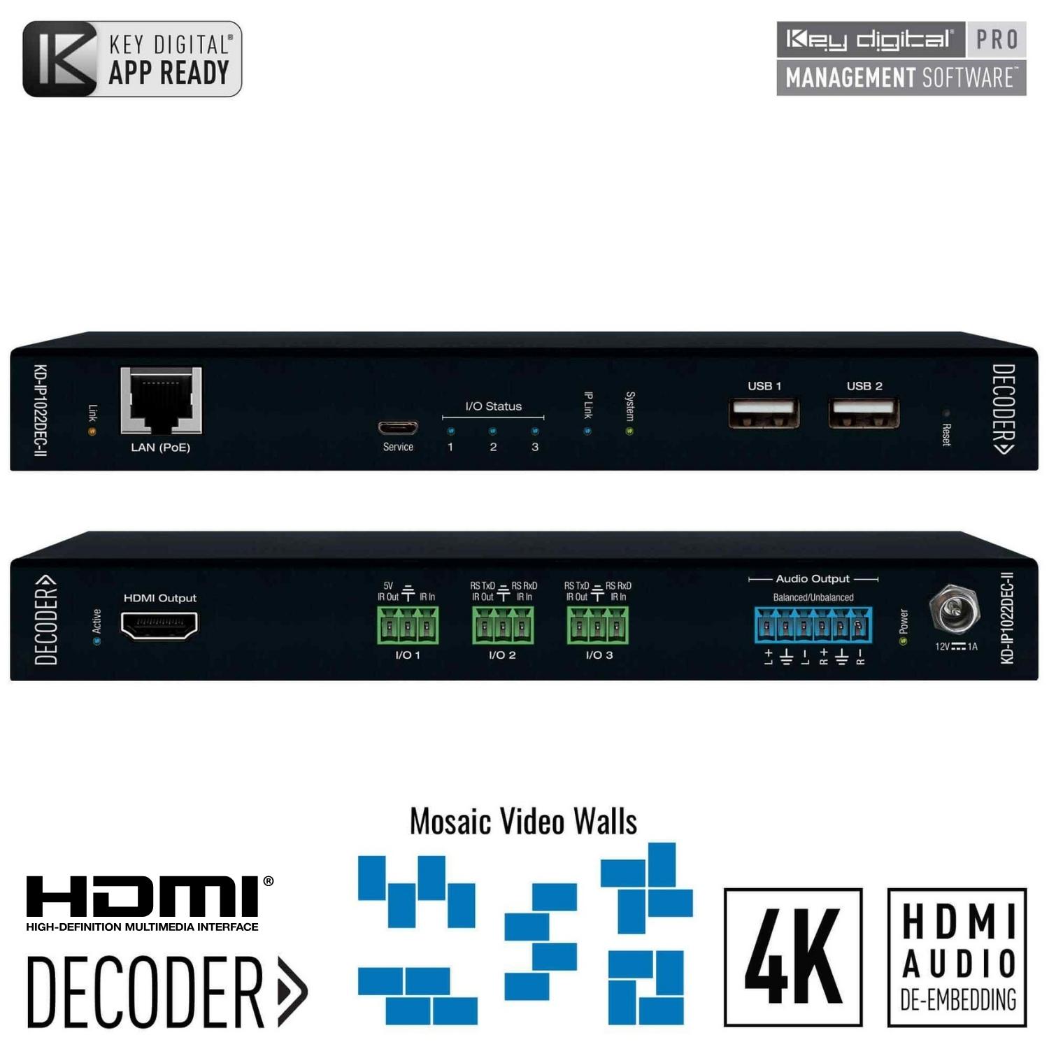 Key Digital av over ip encoder front and rear view