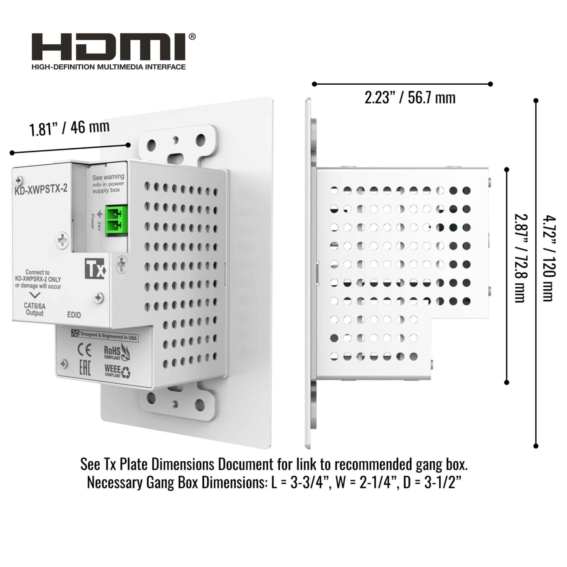 wall plate extender Tx Dimensions
